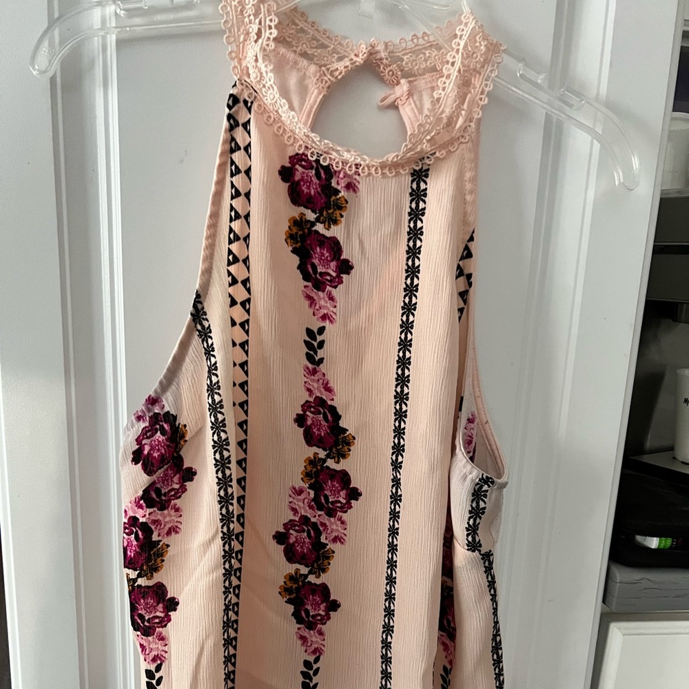Size large, pastel pink and floral design halter top blouse in great condition
